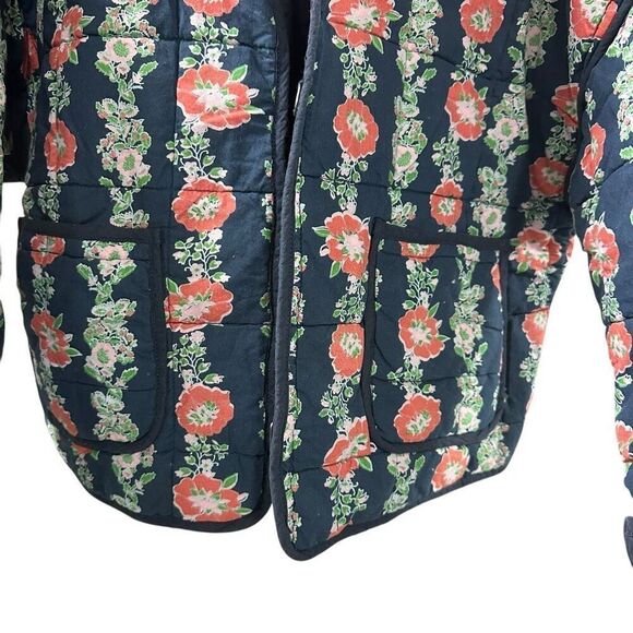 New Free People Chloe Jacket Blue Navy Dusk Combo Floral L - Picture 3 of 7